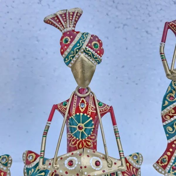 Handcrafted_Tribal_Musician_Showpiece_Set_of_4_(Standing_13_Inch_&_Sitting_9Inch)