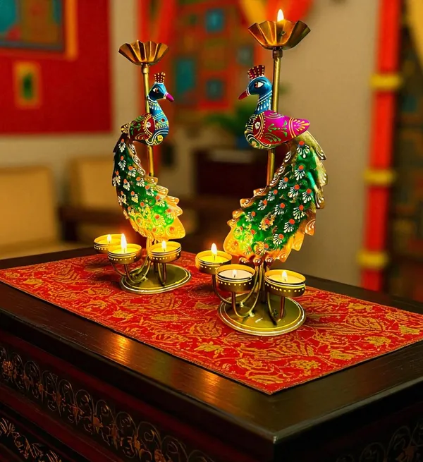 Tea_Light_Candle_Holder_Decorative_Peacock_Showpiece_Metal_Figurine_4_Candle_Diya_Burner_Slots_for_Living_Room,_Diwali_Gifts,_Home_Decor
