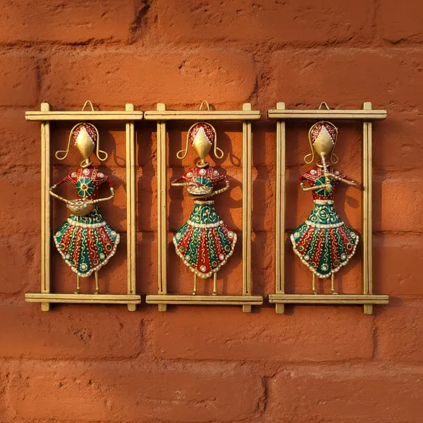 Handcrafted_Metal_Rajasthani_Tribal_Musician_Wall_Hanging_Frame_Set_of_3_(9.5_Inch)