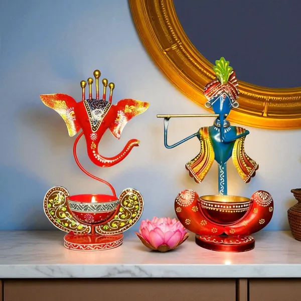 Metal_krishna_and_ganesha_Showpiece_Tea_Light_Holder_combo_(2Pc)
