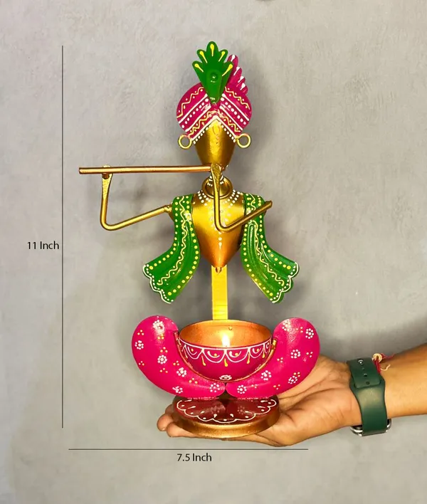 Metal_krishna_and_ganesha_Showpiece_Tea_Light_Holder_combo_(2Pc)