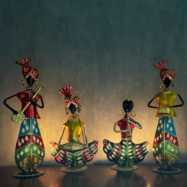 Metal_Standing_musician_set_of_Four_/Tea_Light_Musician_Showpieces_Combo_(4pc_)