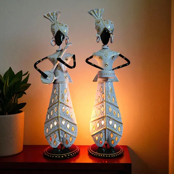 Handicrafy_Metal_Musician_T_light_Set_of_TwoTable_Decorative_Showpiece_White_Finish