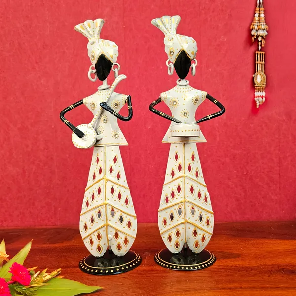 Handicrafy_Metal_Musician_T_light_Set_of_TwoTable_Decorative_Showpiece_White_Finish