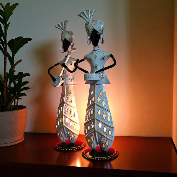 Handicrafy_Metal_Musician_T_light_Set_of_TwoTable_Decorative_Showpiece_White_Finish