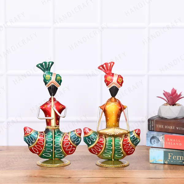 Metal__Multicolour__Musician_Table_Decor_Showpiece_Set_Of_2