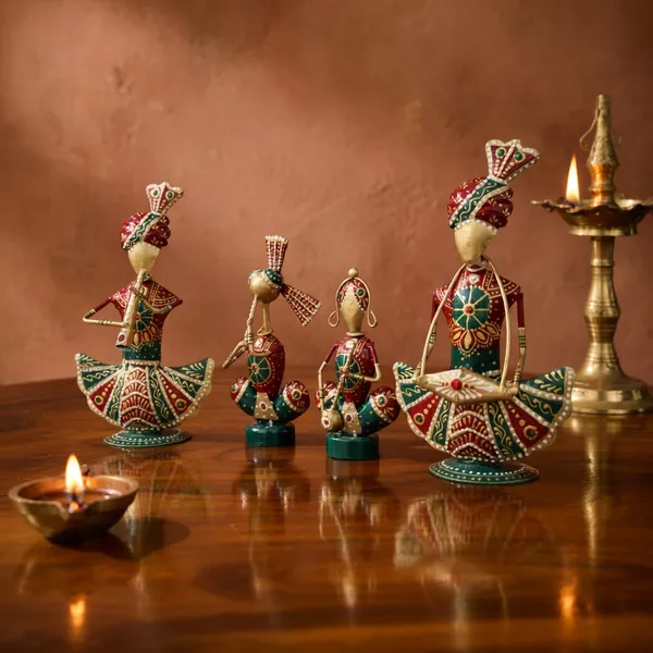 Handcrafted_Metal_Rajasthani_Tribal_Musician_Showpiece_Set_of_(9_Inch)