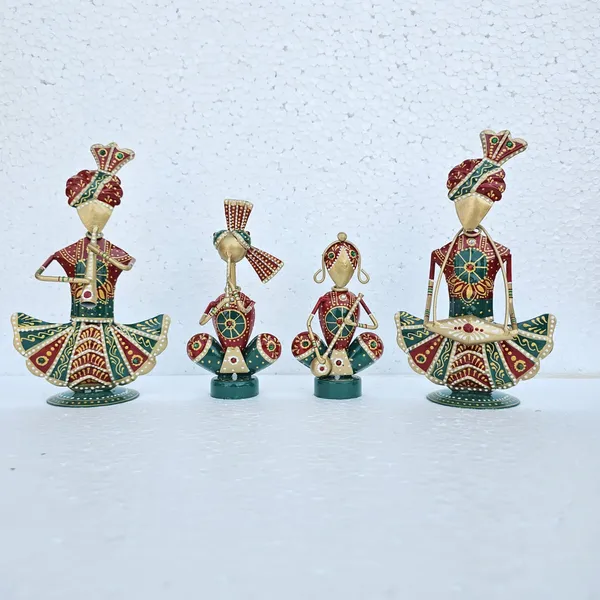 Handcrafted_Metal_Rajasthani_Tribal_Musician_Showpiece_Set_of_(9_Inch)