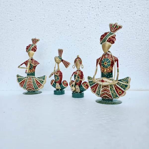 Handcrafted_Metal_Rajasthani_Tribal_Musician_Showpiece_Set_of_(9_Inch)