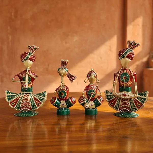 Handcrafted_Metal_Rajasthani_Tribal_Musician_Showpiece_Set_of_(9_Inch)