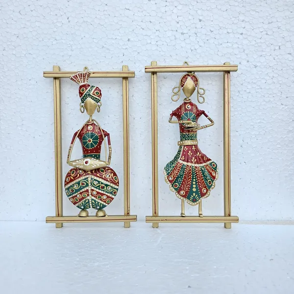 Handcrafted_Metal_Rajasthani_Tribal_Musician_Wall_Hanging_Frame_Set_of_2_(13_Inch_)