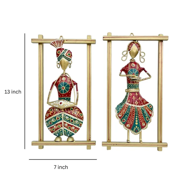 Handcrafted_Metal_Rajasthani_Tribal_Musician_Wall_Hanging_Frame_Set_of_2_(13_Inch_)