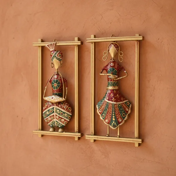Handcrafted_Metal_Rajasthani_Tribal_Musician_Wall_Hanging_Frame_Set_of_2_(13_Inch_)