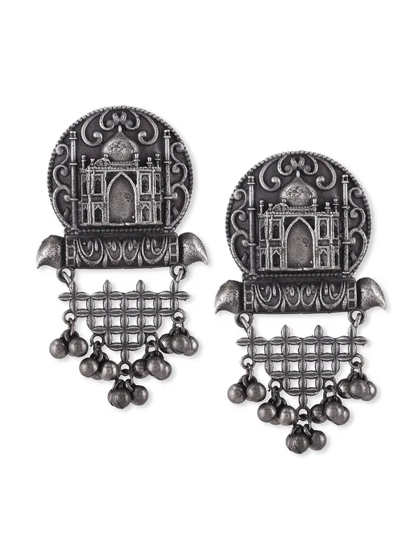 German_Silver_Taj_Mahal_Drop_Earrings