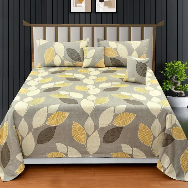 GREY_Pure_Cotton_Bedsheet_Two_Pillow_Covers_Included