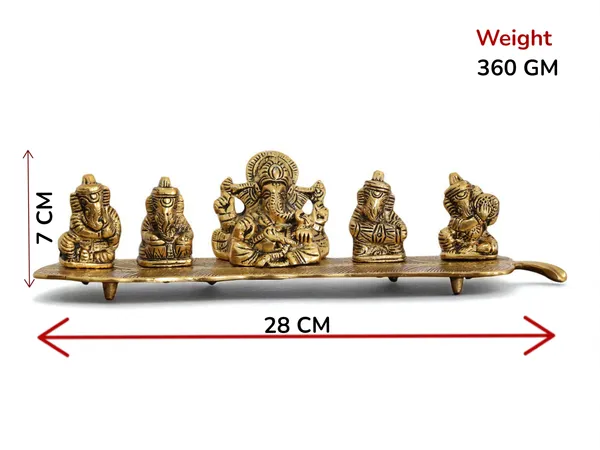 White_Metal_Gold_Plated_Ganesha_On_Leaf_With_Musical_Instrument_Metal_Statue_For_Pooja