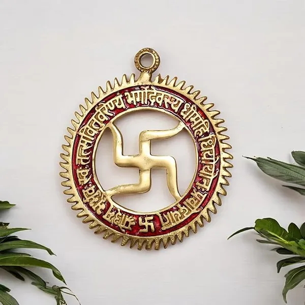 Gayatri_Mantra_with_Swastik_Wall_Hanging_in_Metal_for_Home_Decor,Metal_Handicraft_Swastic_Gayatri_Mantra_Wall/Door_Hanging_Religious_Handicraft_5.5_Inches_100_Grams_1_Piece