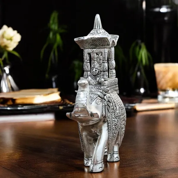KridayKraft_Handcrafted_Metal_Elepant_Kondapalli_Maharaj_Ambari_Rajasthani_Rajwadi_Elephant_Showpiece_Statue,_24_Cm_Height,_900_Gm_Weight,_Intricate_Carvings,_Silver