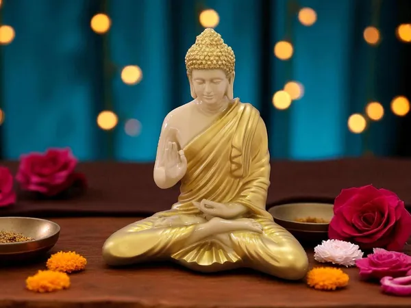 KridayKraft_Meditating_Golden_Color_Buddha_Idol_Statue_Showpiece_for_Home_Garden_Living_Room_Decor_Decoration_Gift_Gifting_Items,_14_inches_/_35cm_/_1_Feet,_Buddha