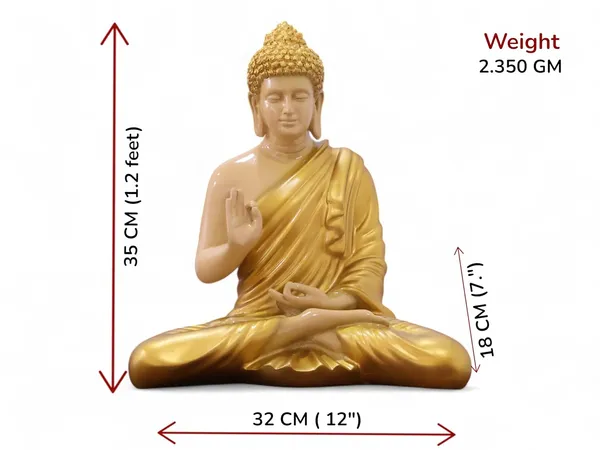 KridayKraft_Meditating_Golden_Color_Buddha_Idol_Statue_Showpiece_for_Home_Garden_Living_Room_Decor_Decoration_Gift_Gifting_Items,_14_inches_/_35cm_/_1_Feet,_Buddha