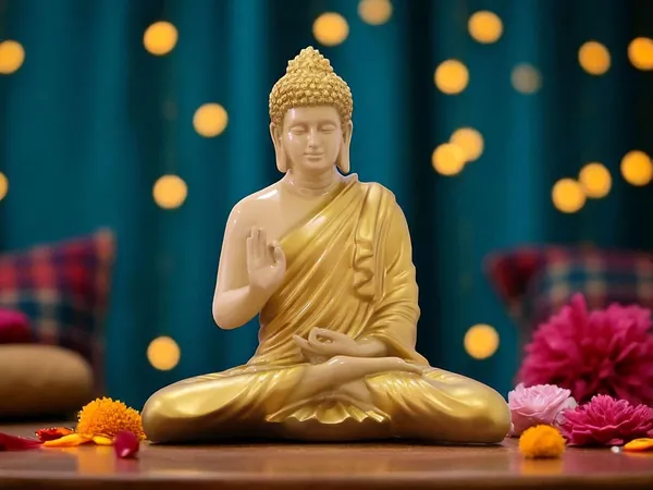 KridayKraft_Meditating_Golden_Color_Buddha_Idol_Statue_Showpiece_for_Home_Garden_Living_Room_Decor_Decoration_Gift_Gifting_Items,_14_inches_/_35cm_/_1_Feet,_Buddha