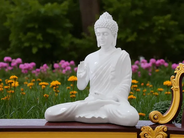 KridayKraft_Decorative_Buddha_Meditation_Pose_Statue,_White_Ceramic,_35_cm_Height,