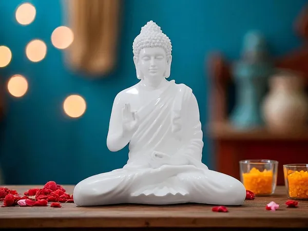 KridayKraft_Decorative_Buddha_Meditation_Pose_Statue,_White_Ceramic,_35_cm_Height,