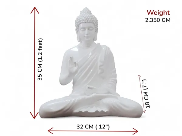 KridayKraft_Decorative_Buddha_Meditation_Pose_Statue,_White_Ceramic,_35_cm_Height,