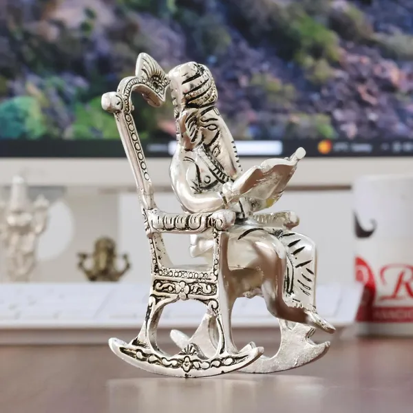 Metal_Chair_Ganesh_ganpati_Idol_with_Reading_Ramayan