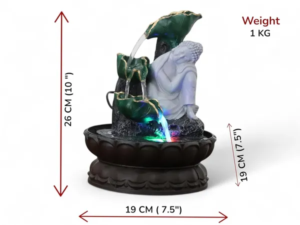 KridayKraft_Buddha_Resting_Water_Fountain_Idol_Polyresin_Lotus_Water_Fountain_Showpiece_for_Home_Garden_Living_Room_Decor_Decoration_Gift_Items,_24_CM