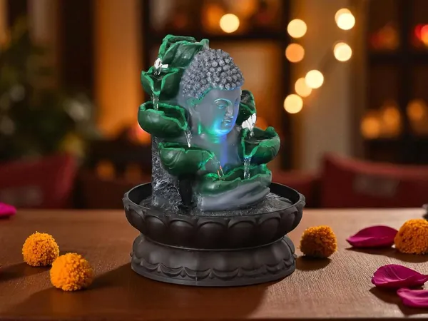 KridayKraft_Buddha_Face_Water_Fountain_Idol_Polyresin_Lotus_Water_Fountain_Showpiece_for_Home_Garden_Living_Room_Decor_Decoration_Gift_Items,_24_CM