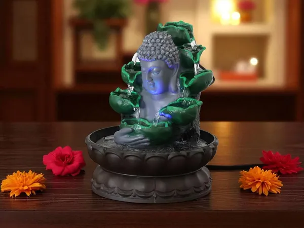 KridayKraft_Buddha_Face_Water_Fountain_Idol_Polyresin_Lotus_Water_Fountain_Showpiece_for_Home_Garden_Living_Room_Decor_Decoration_Gift_Items,_24_CM