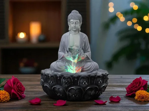 KridayKraft_Meditating_Buddha_Water_Fountain_Idol_Polyresin_Lotus_Water_Fountain_Showpiece_for_Home_Garden_Living_Room_Decor_Decoration_Gift_Items,_24_CM