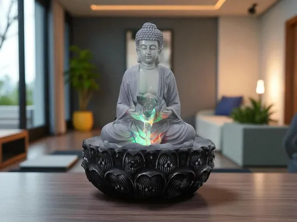 KridayKraft_Meditating_Buddha_Water_Fountain_Idol_Polyresin_Lotus_Water_Fountain_Showpiece_for_Home_Garden_Living_Room_Decor_Decoration_Gift_Items,_24_CM