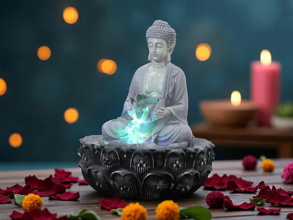 KridayKraft_Meditating_Buddha_Water_Fountain_Idol_Polyresin_Lotus_Water_Fountain_Showpiece_for_Home_Garden_Living_Room_Decor_Decoration_Gift_Items,_24_CM