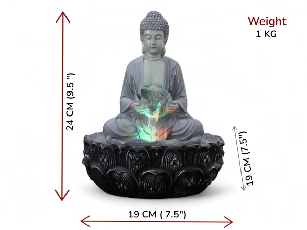 KridayKraft_Meditating_Buddha_Water_Fountain_Idol_Polyresin_Lotus_Water_Fountain_Showpiece_for_Home_Garden_Living_Room_Decor_Decoration_Gift_Items,_24_CM