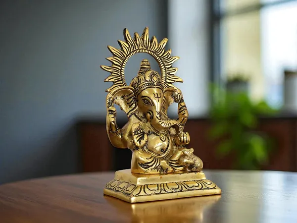 KridayKraft_Metal_Ganesha_Idols_ganpati_Decoration_Setup_for_Home_Statue,_15_cm_Height,_9.5_cm_Width,_330_gm,_Religious_Hindu_Idol