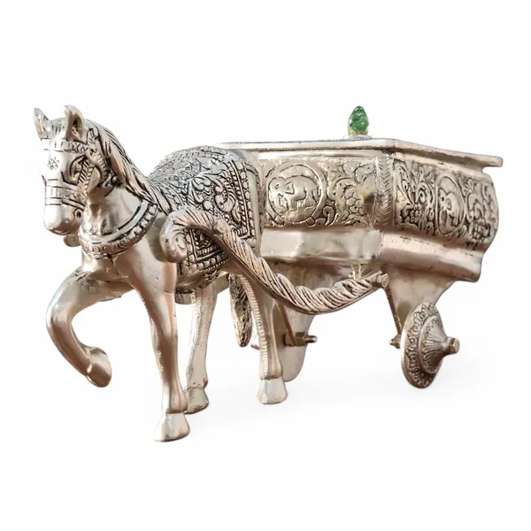 KridayKraft_Horse_Cart_Metal_Statue_Aluminum_Plated_Metal_Horse_Cart_Murti_Showpiece_Religious_Figurines_Gift_Article_for_Home_and_Office_Table_and_Car_Dashboard_Decor_(Silver)
