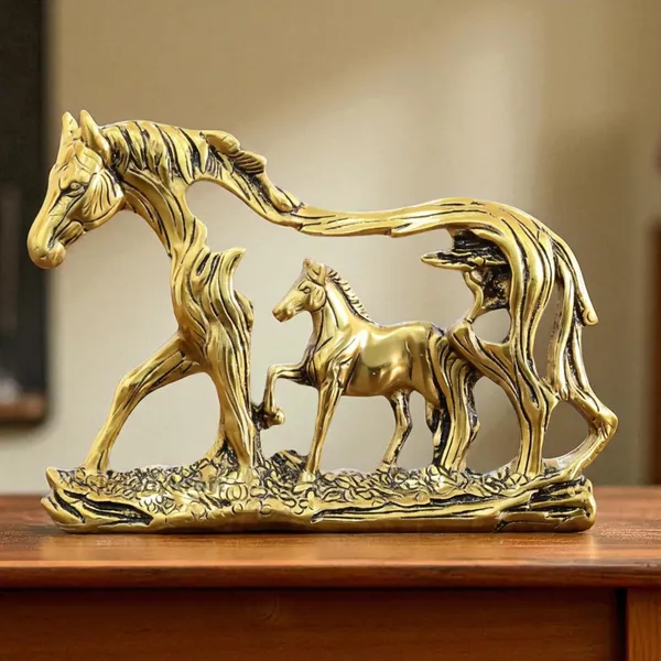 KridayKraft_Golden_Elegant_Metal_Horse_Family_Showpiece_Metal_Statue_for_Wealth,_Income_and_Bright_Future_&_Feng_Shui_&_Vastu_Decorative_Desk_&_Living_Room_Décor,_Ideal_Gift_for_Horse_Lovers
