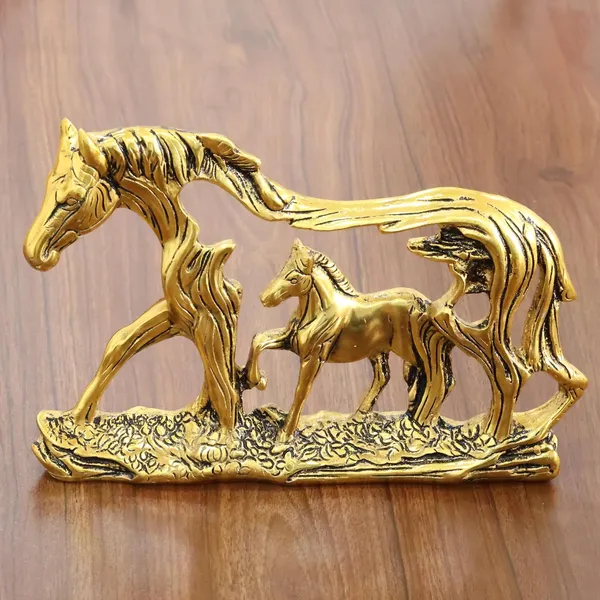 KridayKraft_Golden_Elegant_Metal_Horse_Family_Showpiece_Metal_Statue_for_Wealth,_Income_and_Bright_Future_&_Feng_Shui_&_Vastu_Decorative_Desk_&_Living_Room_Décor,_Ideal_Gift_for_Horse_Lovers