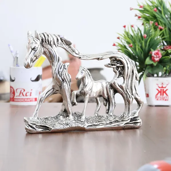 KridayKraft_Golden_Elegant_Metal_Horse_Family_Showpiece_Metal_Statue_for_Wealth,_Income_and_Bright_Future_&_Feng_Shui_&_Vastu_Decorative_Desk_&_Living_Room_Décor,_Ideal_Gift_for_Horse_Lovers