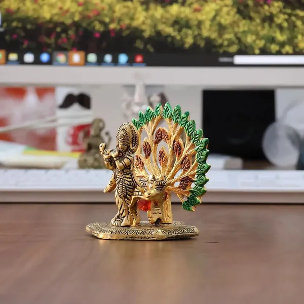 Metal_Home_Decorative_kalpavriksha_tree_With_Cow_and_Krishna_Idols_Gold_Plated