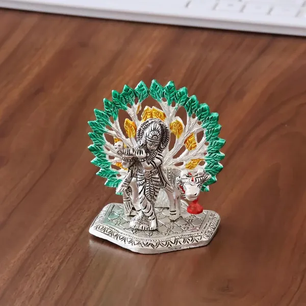 Metal_Home_Decorative_kalpavriksha_tree_With_Cow_and_Krishna_Idols_Silver_Plated