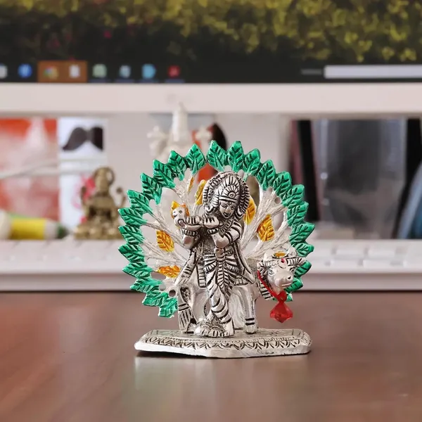 Metal_Home_Decorative_kalpavriksha_tree_With_Cow_and_Krishna_Idols_Silver_Plated