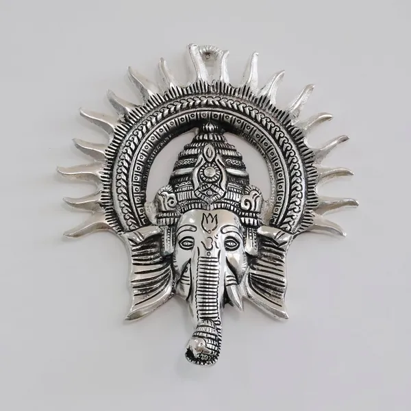 KridayKraft_Ganesha_Idol_with_Surya_Chakra_-_Ganesh_murti_Wall_hangings_Rajasthani_Handicrafts_Decorative_Showpiece_for_Gifting_Anniversary_Valentine's_Day_(Silver)