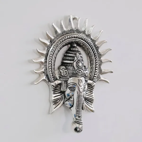 KridayKraft_Ganesha_Idol_with_Surya_Chakra_-_Ganesh_murti_Wall_hangings_Rajasthani_Handicrafts_Decorative_Showpiece_for_Gifting_Anniversary_Valentine's_Day_(Silver)
