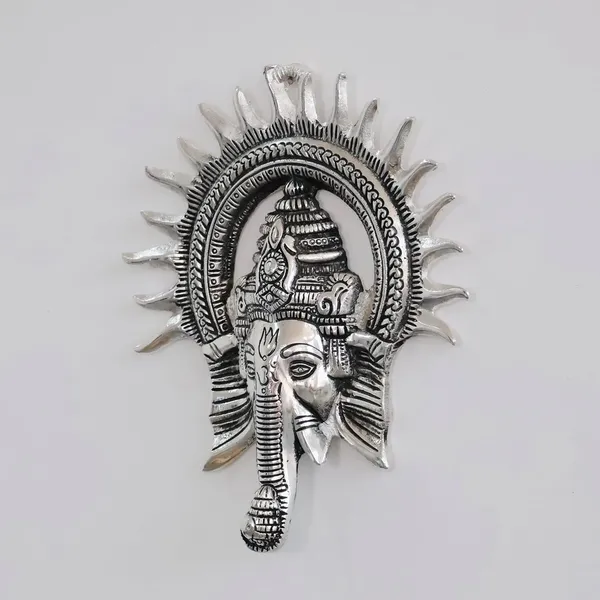 KridayKraft_Ganesha_Idol_with_Surya_Chakra_-_Ganesh_murti_Wall_hangings_Rajasthani_Handicrafts_Decorative_Showpiece_for_Gifting_Anniversary_Valentine's_Day_(Silver)