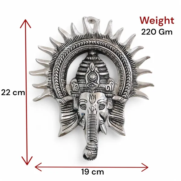 KridayKraft_Ganesha_Idol_with_Surya_Chakra_-_Ganesh_murti_Wall_hangings_Rajasthani_Handicrafts_Decorative_Showpiece_for_Gifting_Anniversary_Valentine's_Day_(Silver)