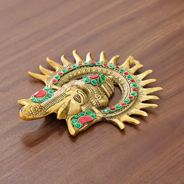 KridayKraft_Ganesha_Idol_with_Surya_Chakra_-_Ganesh_murti_Wall_hangings_Rajasthani_Handicrafts_Decorative_Showpiece_for_Gifting_Anniversary_Valentine's_Day_(Golden)