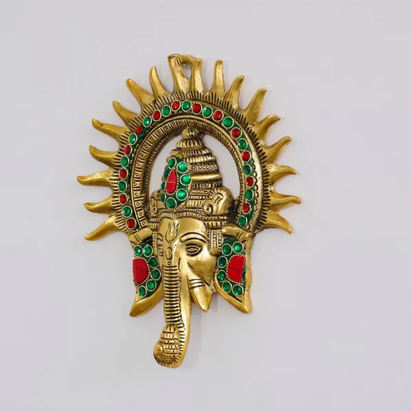 KridayKraft_Ganesha_Idol_with_Surya_Chakra_-_Ganesh_murti_Wall_hangings_Rajasthani_Handicrafts_Decorative_Showpiece_for_Gifting_Anniversary_Valentine's_Day_(Golden)